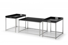Moderne salontafel set van 3 ELEMENTS 75cm zwart stalen uitneembaar blad