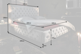 Elegant tweepersoonsbed PARIS 160x200cm grijs fluweel Chesterfield design