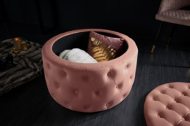 Elegante salontafel / Poef MODERN BAROK 75 cm oudroze fluwelen kruk met opbergruimte