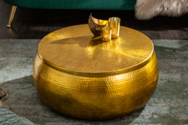 Handgemaakte salontafel ORIENT STORAGE 70cm goud gehamerd design met opbergruimte