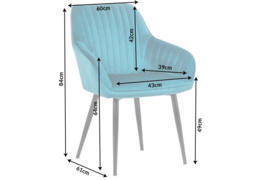 Edele fauteuil TURIN turkoois fluweel met sierstiksels