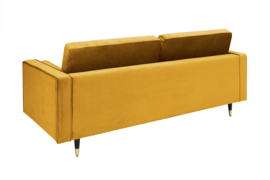 Luxe design 3-zitsbank 225 cm zitcomfort pocketvering bekleding stof fluweel mosterdgeel