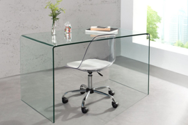Extravagante glazen eettafel FANTOME 120 cm transparant bureau volledig glazen tafel