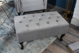 Chesterfield poef 80cm zilvergrijs