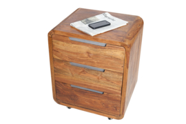 Massieve rolcontainer 60 cm Sheesham palissander houten steenafwerking 3 laden
