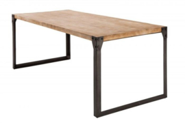 Industrieel design eettafel FACTORY 160cm witgekalkt acacia