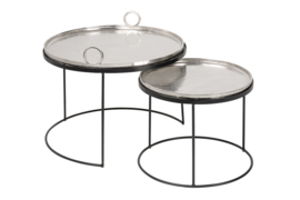 Elegante set van 2 salontafels ELEMENTS 62 cm zilver met afneembaar tafelblad