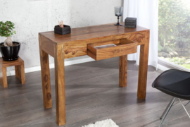 Massief secretaresse MAKASSAR 100cm consoletafel Sheesham steenafwerking Bureau met unieke nerf
