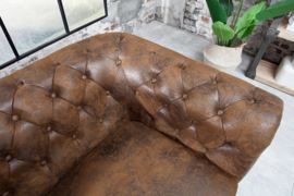 Chesterfield 2-zits bank 150 cm antiek bruin met knoopsluiting en veerkern