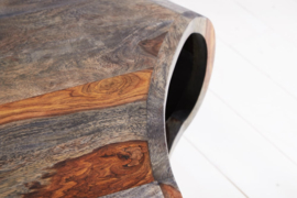 Retro salontafel ORGANIC LIVING 70cm grijs massief sheeshamhout met opbergruimte Hairpin Poten