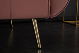 Retro slaapbank 220 cm oudroze fluwelen gouden voeten bed functie 3-zitsbank