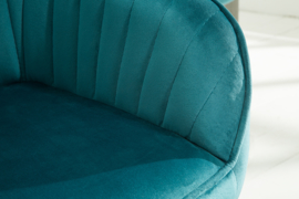 Edele fauteuil TURIN turkoois fluweel met sierstiksels