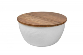 Handgemaakte salontafel ORIENT STORAGE 60cm wit acacia met opbergruimte
