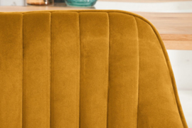 Edele fauteuil TURIN mosterdgeel fluweel met sierstiksels