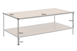 Industriele salontafel SLIM LINE 120cm wild eiken zwart met twee planken