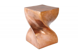 Sculpturale bijzettafel TWIST 30cm koper gevlamd metaal handgemaakt nachtkastje
