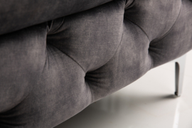 Chesterfield  fluwelen Poef  92cm donkergrijze