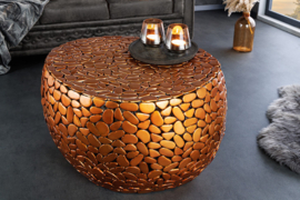 Extravagante salontafel STONE MOSAIC 72 cm koper handgemaakte mozaïek optiek
