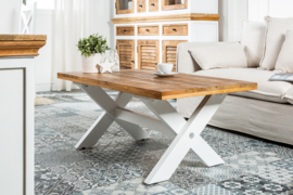 Elegante salontafel LONG ISLAND 110cm mangohout X-frame landelijke stijl