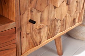 Massief tv-bord  140cm naturel acacia 3D-oppervlak massief hout