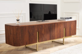 Design tv-meubel GATS 160cm bruin mat goud mangohout retro