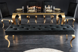 Design bank MODERN BAROK 175cm zwart fluweel goud roestvrij staal
