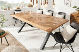 Massieve eettafel INFINITY HOME 200 cm naturel mangohout industrieel design