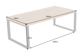 Design salontafel LOFT 120cm eiken look zwart metalen frame