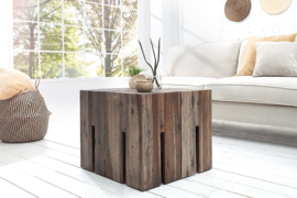 Elegante bijzettafel CASTLE 30 cm kruk van drijfhout