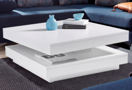 Moderne Salontafel  Mat  wit met draaibaar bovenblad 78x78cm