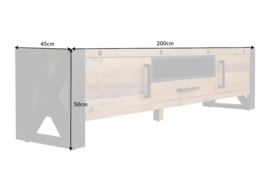 Massief tv-lowboard 200 cm grenenhout in industrieel design