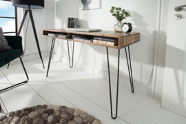 Massief bureau SCORPION 110 cm grijze acacia haarspeldpoten