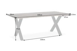 Eettafel Genesis Vintage 160cm Massief Acacia Hout 