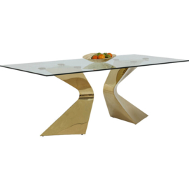 Eettafel Gloria Goud met Glas 200x100cm