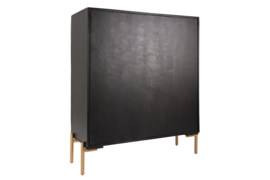 Massief highboard DALA 100cm mangohout zwart gouden poten