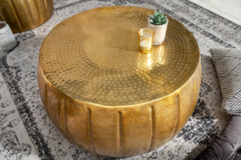 Handgemaakte salontafel MARRAKESCH 65 cm goud met gehamerd design