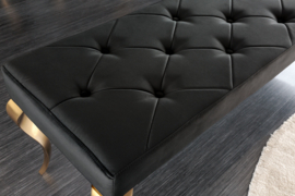 Design bank MODERN BAROK 175cm zwart fluweel goud roestvrij staal