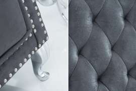 Barokke Troonstoel antiek grijs met decoratieve doorgestikte Chesterfield fauteuil