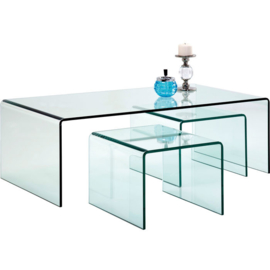 Glazen Salontafel 90cm met 2 bijzettafels