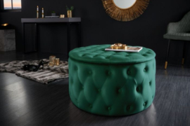 Elegante salontafel / Poef  MODERN BAROK 75 cm smaragdgroene fluwelen kruk met opbergruimte