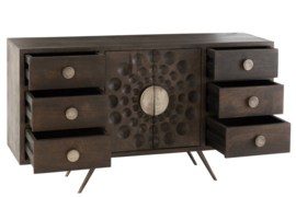 Etnisch Dressoir  2deuren+6laden Mango Hout Bruin 150cm