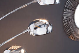 Design booglamp FIVE LIGHTS 205 cm zilveren vloerlamp met marmeren voet