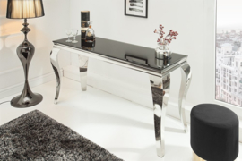 Elegante console tafel MODERN BAROK 140 cm zwart roestvrij staal opaal glazen tafelblad