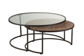 Set Van 2 Salontafels Rond Metaal Zwart  90cm