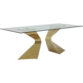 Eettafel Gloria Goud met Glas 200x100cm