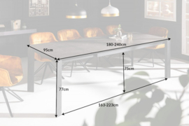 Uitschuifbare eettafel X7 180-240cm antraciet keramisch blad modern design