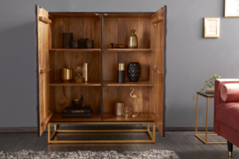 Massief dressoir SCORPION 100 cm zwart mangohout, uitgebreid 3D-houtsnijwerk