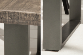 Massieve eettafel 160cm mangohout grijs ijzer industrieel design