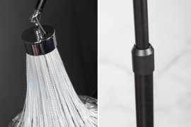 In hoogte verstelbare hanglamp ROYAL 204 cm zilver zwart met kroonluchter