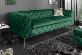 Chesterfield bank MODERN BAROK 240 cm fluweel smaragdgroen 3-zits